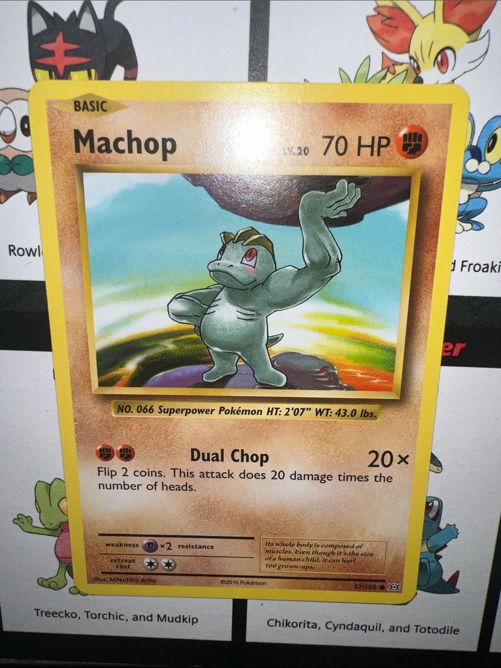 Pokemon Machop Card - Yellow Border, Green Artwork